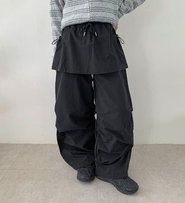Volant Nylon Cargo Skirt Pants